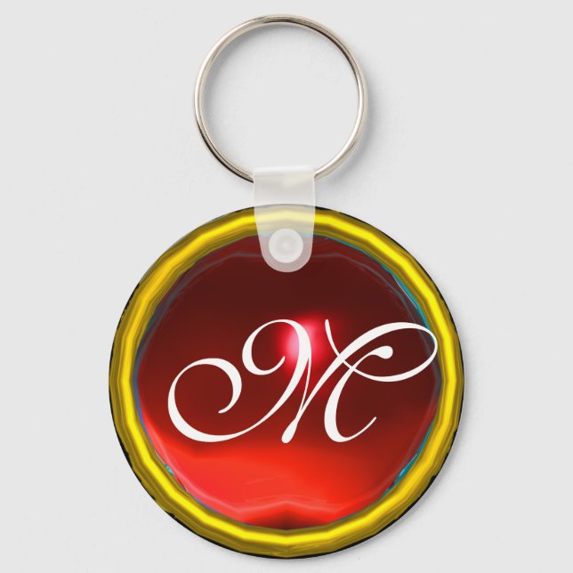 RUBY MONOGRAM ,red yellow Key Ring (Front)
