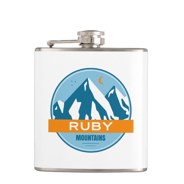 Ruby Mountains Nevada Stars Moon Hip Flask (Front)