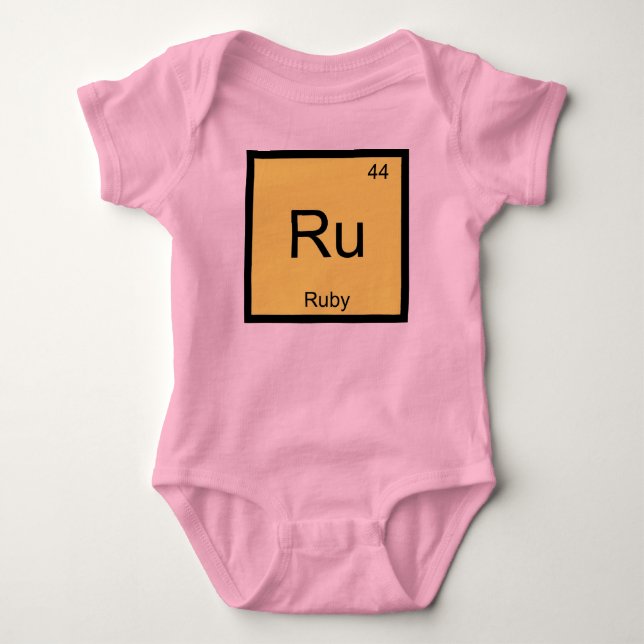 Ruby Name Chemistry Element Periodic Table Baby Bodysuit (Front)