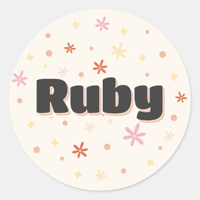 Ruby name cute design classic round sticker (Front)