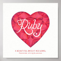 Ruby name meaning watercolor heart red gem