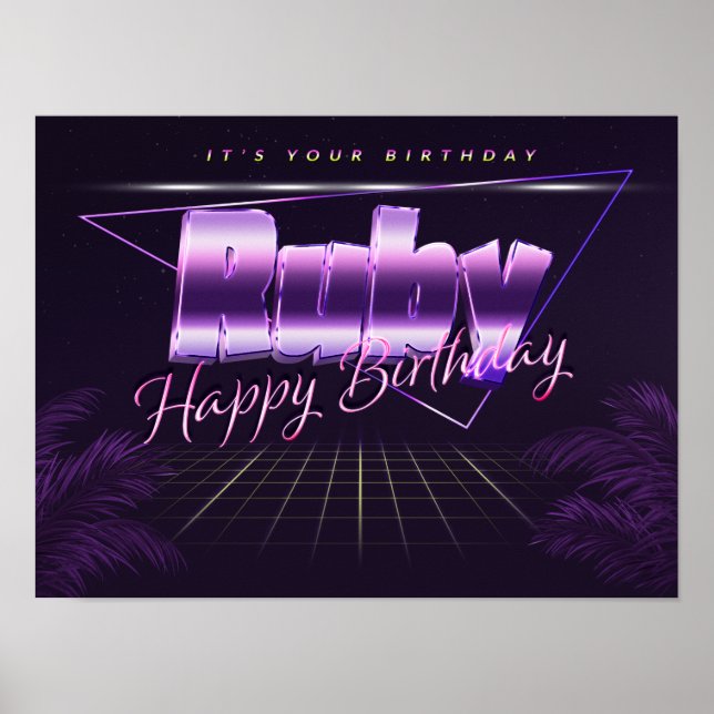 Ruby Name Vorname lila retro Poster Geburtstag (Front)