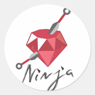 Ruby Ninja Gemstone Geek Classic Round Sticker