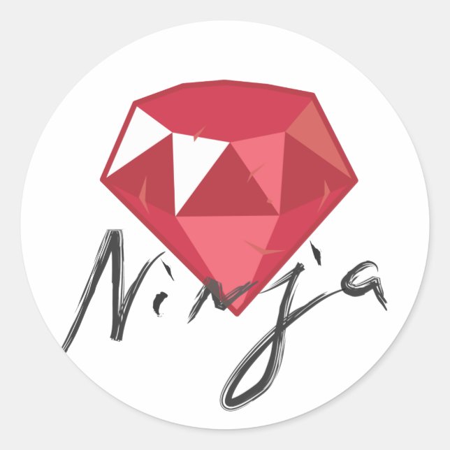 Ruby Ninja Gemstone Geek Classic Round Sticker (Front)