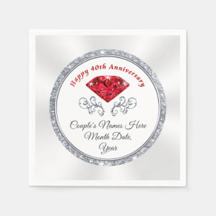 Ruby Personalised 40th Anniversary Napkins