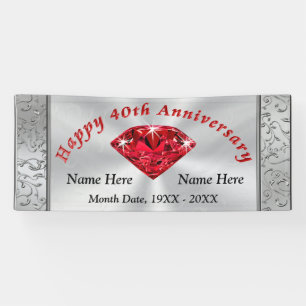 Ruby Personalised 40th Wedding Anniversary Banner