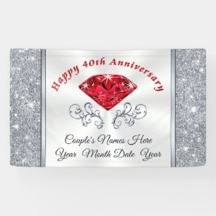 Ruby Personalised Happy 40th Anniversary Banner