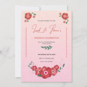Ruby Petals of Romance Symphony Wedding  Invitation