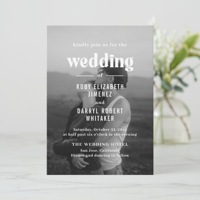 Ruby Photo Modern Wedding Invitation (Standing Front)