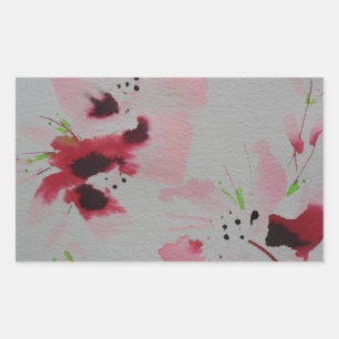 Ruby, pink and lime abstract flower spray rectangular sticker