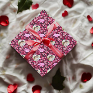 Ruby & Pink Hearts Custom Photo Wrapping Paper