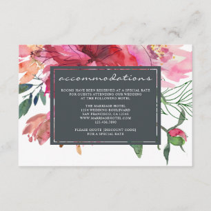 Ruby Pink Peony Botanical Wedding Enclosure Card