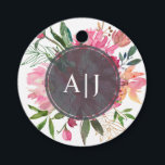 Ruby Pink Peony Floral Botanical Wedding Favour Tags<br><div class="desc">Ruby pink peony floral botanical design with painted watercolor flowers in peach and pink and lush green foliage against a white background. Simply add your elegant monogram initials. Perfect for adding a chic personal touch to your wedding favours. If you need any help or matching products, please contact us through...</div>