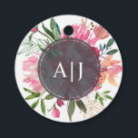 Ruby Pink Peony Floral Botanical Wedding Favour Tags<br><div class="desc">Ruby pink peony floral botanical design with painted watercolor flowers in peach and pink and lush green foliage against a white background. Simply add your elegant monogram initials. Perfect for adding a chic personal touch to your wedding favours. If you need any help or matching products, please contact us through...</div>