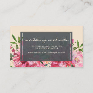 Ruby Pink Peony Floral Botanical Wedding Website Enclosure Card