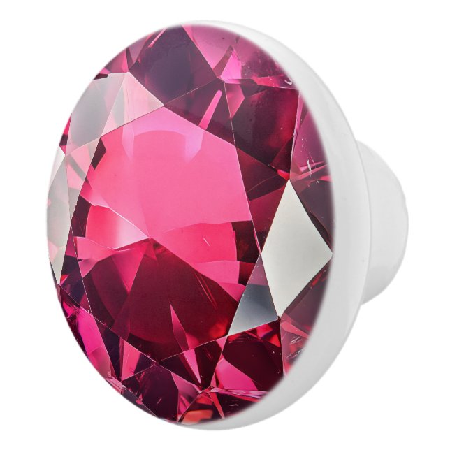 Ruby Pink Red Gem Pattern Ceramic Knob (Right)