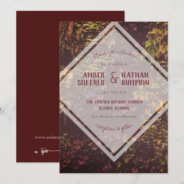 Ruby Plant Wall Wedding Invitation (Front/Back)