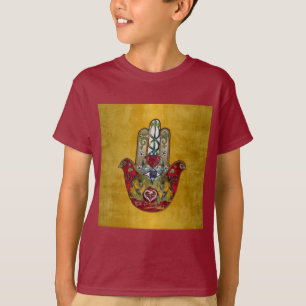 Ruby Pomegranate Heart Red Bird Hamsa T-Shirt