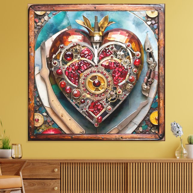 Ruby Pomegranate Heart Steampunk Series Canvas Print (Insitu(LivingRoom))