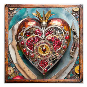 Ruby Pomegranate Heart Steampunk Series Photo Print