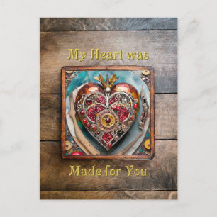 Ruby Pomegranate Heart Steampunk Series Postcard