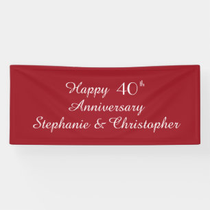 Ruby Red 40th Anniversary Party Elegant Banner