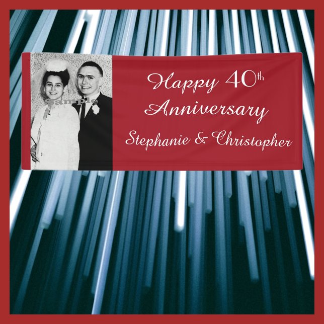 Ruby Red 40th Anniversary Party Elegant Photo Banner (Creator Uploaded)