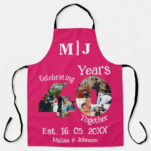 Ruby Red 40th Wedding Anniversary 11 Photo Collage Apron
