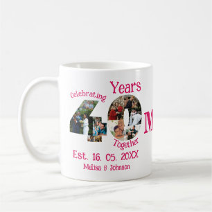Ruby Red 40th Wedding Anniversary 11 Photo Collage Coffee Mug