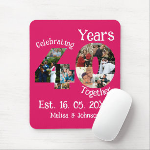 Ruby Red 40th Wedding Anniversary 11 Photo Collage Mouse Mat
