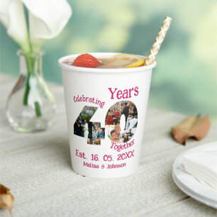 Ruby Red 40th Wedding Anniversary 11 Photo Collage Paper Cups