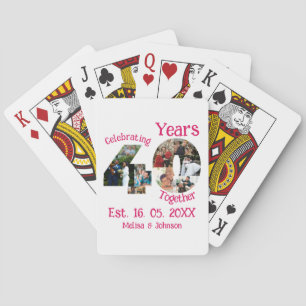 Ruby Red 40th Wedding Anniversary 11 Photo Collage Playing Cards