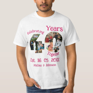 Ruby Red 40th Wedding Anniversary 11 Photo Collage T-Shirt
