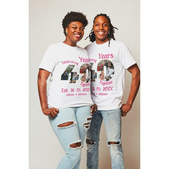 Ruby Red 40th Wedding Anniversary 11 Photo Collage T-Shirt (Creator Uploaded)