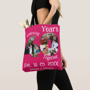 Ruby Red 40th Wedding Anniversary 11 Photo Collage Tote Bag