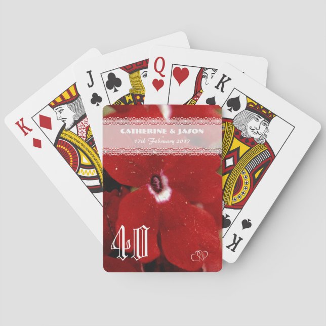 Ruby Red 40th wedding Anniversary Playing Cards (Back)