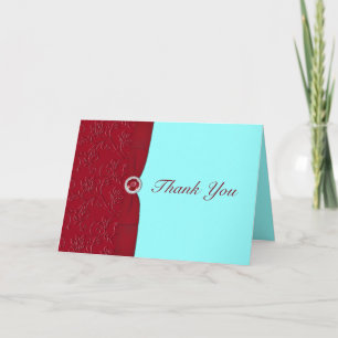 Ruby Red and Aqua Thank You Card