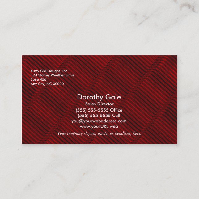 Ruby Red and Black Pattern Business Card (Front)