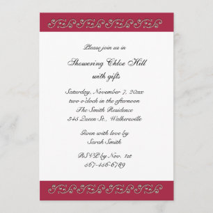 Ruby Red and Pearls Bridal Shower Invitation