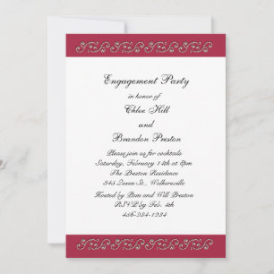 Ruby Red and Pearls Engagement Party Invitation