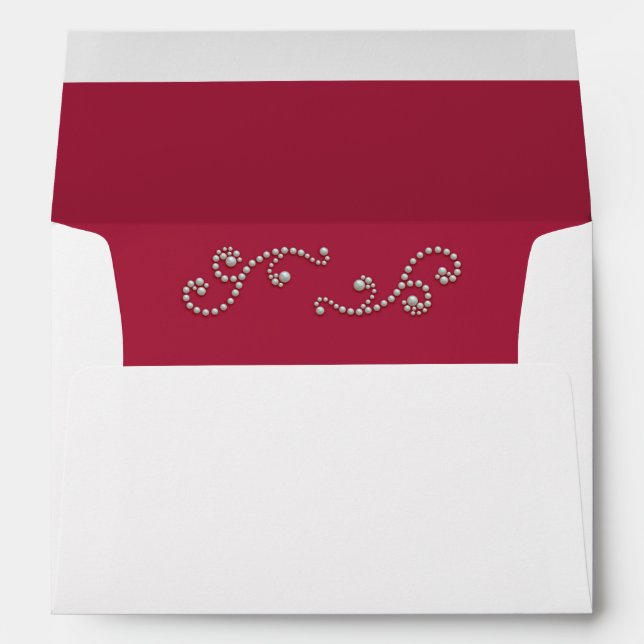 Ruby Red and Pearls Invitation Envelope (Back (Bottom))