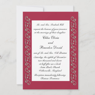 Ruby Red and Pearls Wedding Invitation