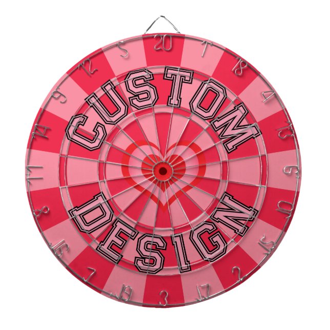 Ruby Red and Pink Heart with Your Custom Text Dartboard (Front)