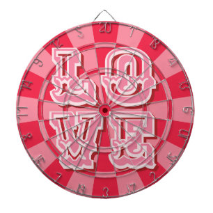 Ruby Red and Pink Vintage LOVE Cute Retro Design Dartboard