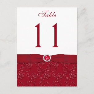 Ruby Red and White Floral Table Number Post Card