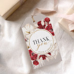 Ruby red and white floral thank you gift tags<br><div class="desc">A romantic favour tag featuring ruby-red roses and soft white florals, 
the perfect finishing touch for your wedding gifts and guest favours.</div>