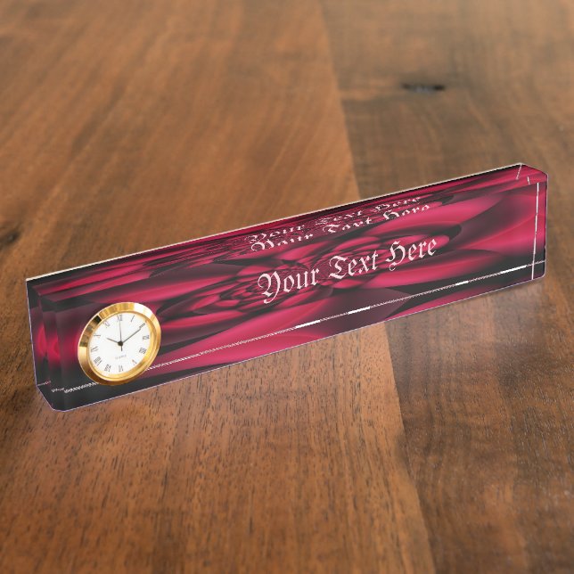 Ruby Red Black Petal Nameplate (Side)