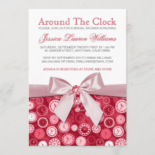 Ruby Red Bridal Shower Theme Around The Clock Invitation