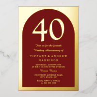Ruby Red Burgundy 40th Wedding Anniversary Gold 