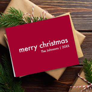 Ruby Red Christmas   Burgundy Modern Minimalist Holiday Card